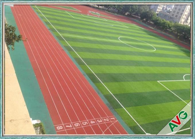 サッカー競技場の人工的な草地の緑+青リンゴ色のPEの単繊維 0