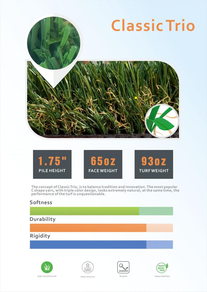 再生利用できる100%を支持する自然な見る庭の商業人工的な泥炭の敷物の総合的な泥炭の芝生ECO 0