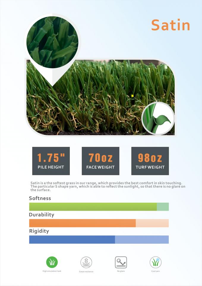 70mmの草のカーペットの合成物質はフットボール競技場のための人工的な草を草でおおう 0