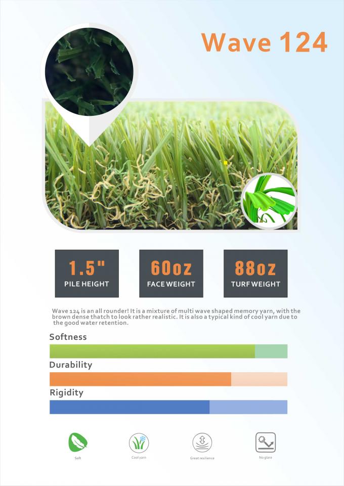 50mmの高さの庭の人工的な草の総合的な泥炭の緑のカーペット ロール 0